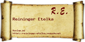 Reininger Etelka névjegykártya